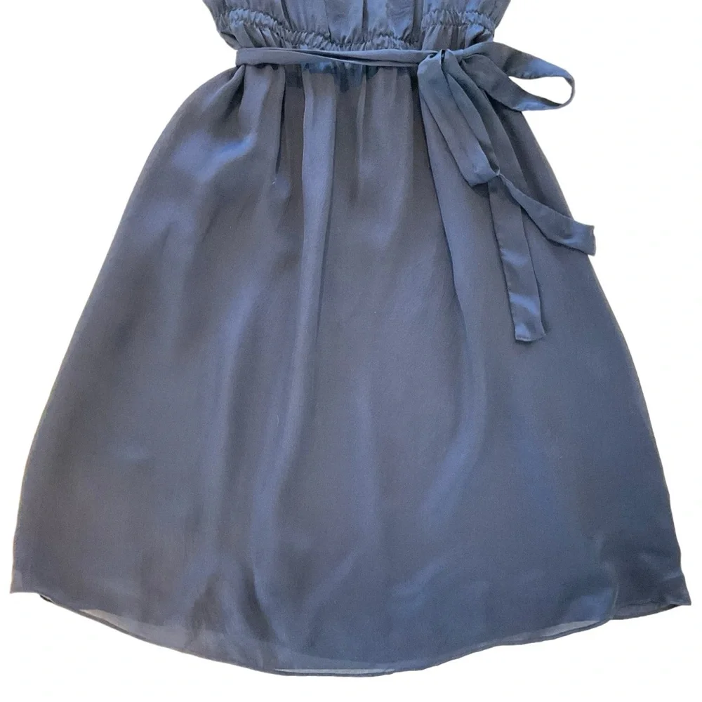 Graham & Spencer Anthropologie 100% Silk Navy Slip Dress Women L Midi Sleeveless - Picture 4 of 15